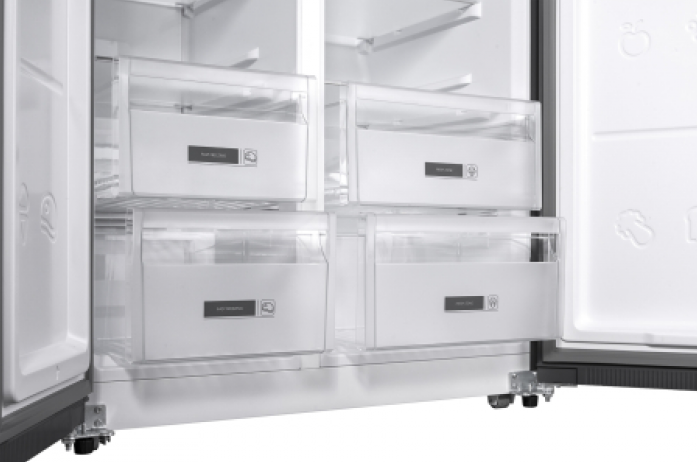 Холодильник Weissgauff WSBS 600 NoFrost Inverter Dark Grey Glass в магазине «На диване» в Челябинске  — Выгодная цена