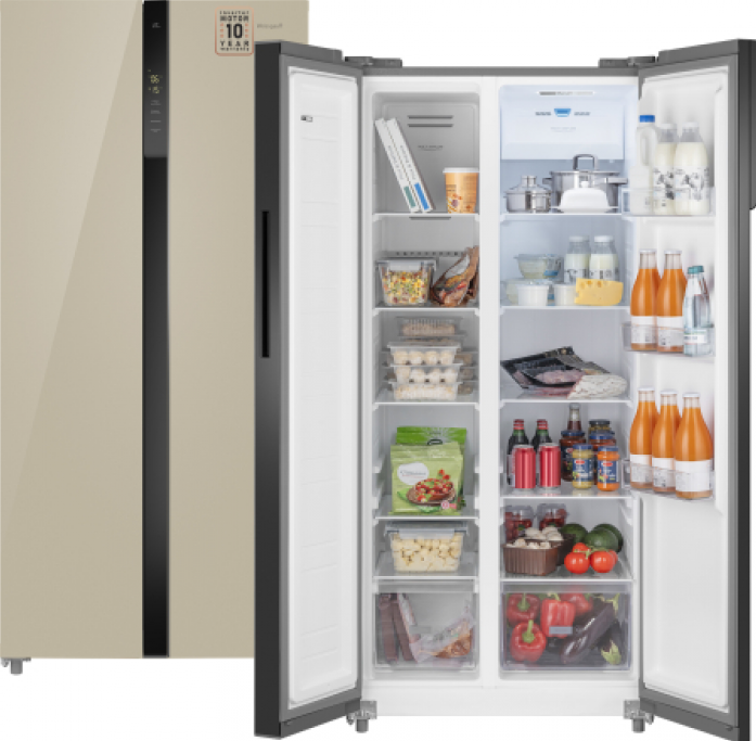 Холодильник Weissgauff Холодильник Weissgauff WSBS 500 Inverter NoFrost Beige Glass 433054