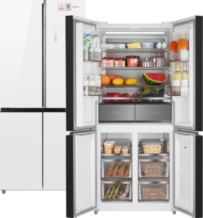 Холодильник Weissgauff WCD 590 NoFrost Inverter Premium Biofresh White Glass в магазине «На диване» в Челябинске  — Выгодная цена