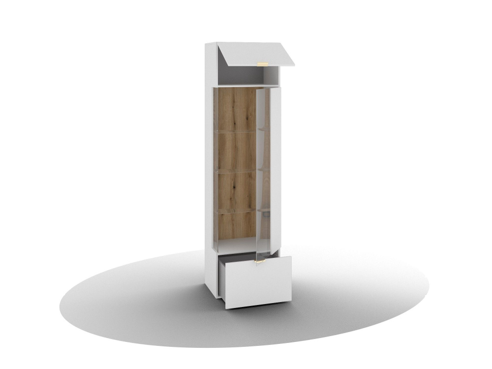 ФЕДЕРИКА шкаф со стеклом ШС-01, белый бриллиант/дуб эвок в магазине «На диване» в Челябинске  — Выгодная цена
